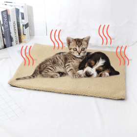 Self Heating Pet Mat; Non-Electric Pet Warming Pad; Self Warming ; Extra Warm Pet Mats For Dog & Cat (Color: khaki, size: 60*45cm/23.6*17.7in)